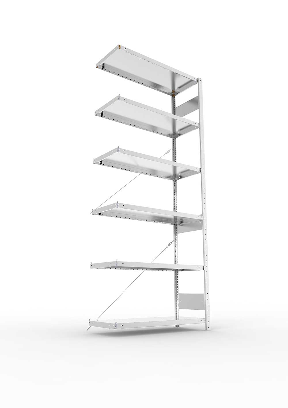 Metallregal Pro-Flex Stecksystem Anbauregal – 250×100×40 cm, 230 kg, verzinkt, 6 Böden