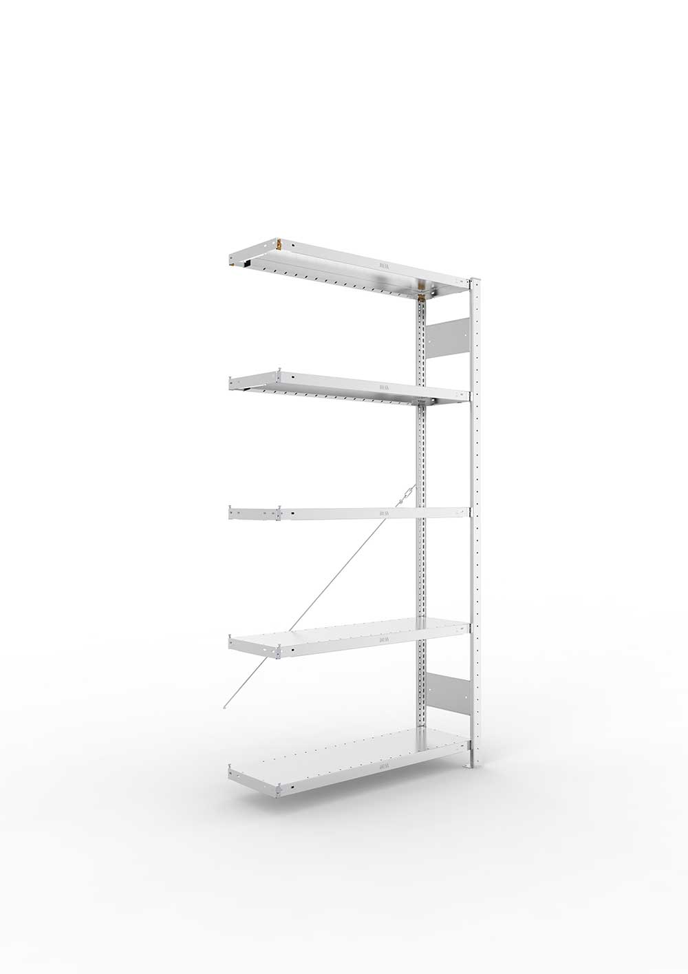 Metallregal Pro-Max Stecksystem Anbauregal – 200×100×30 cm, 230 kg, verzinkt, 5 Böden