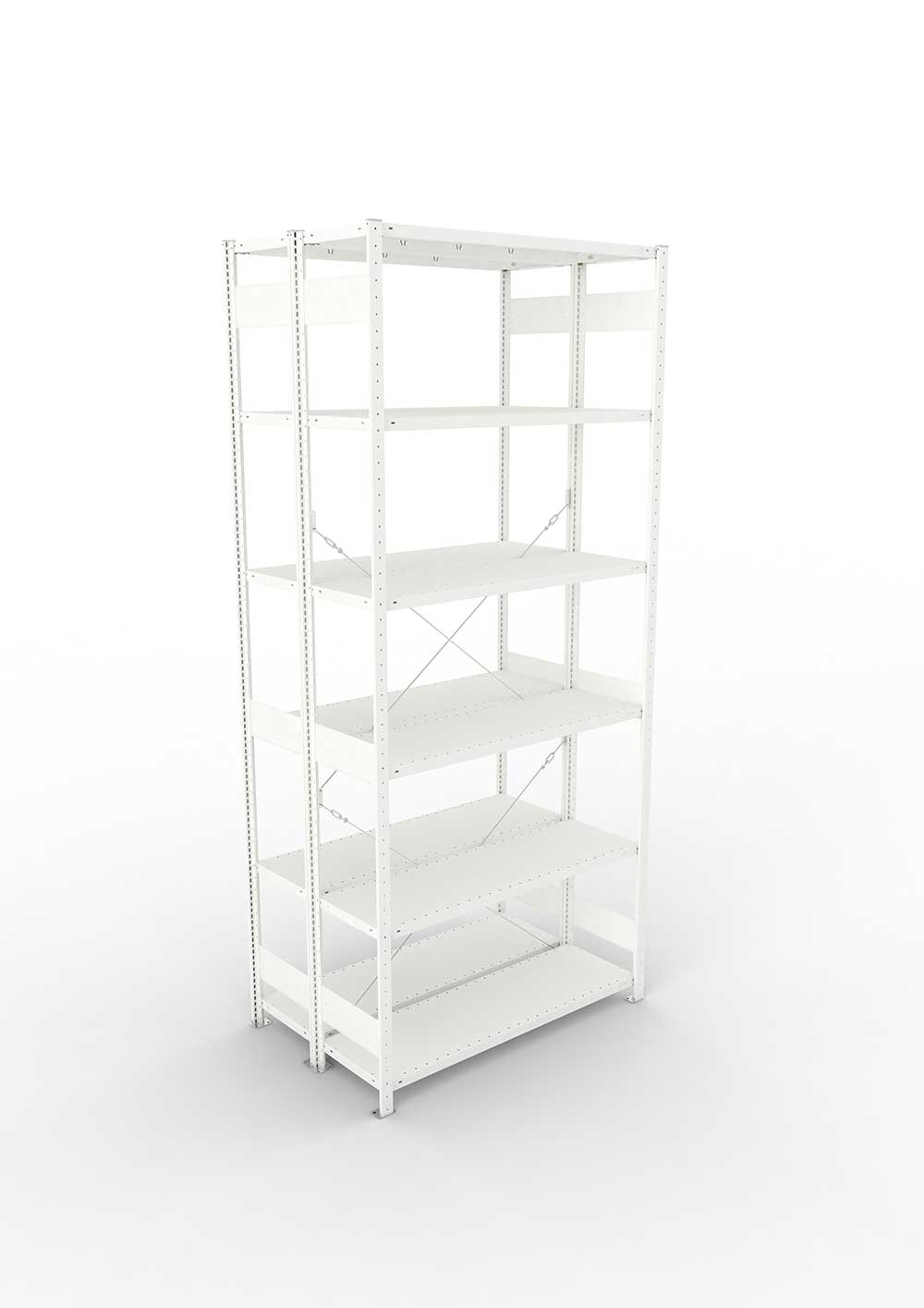 Metallregal Pro-Max Stecksystem Doppelgrundregal – 300×130×40 cm, 230 kg, RAL 7035