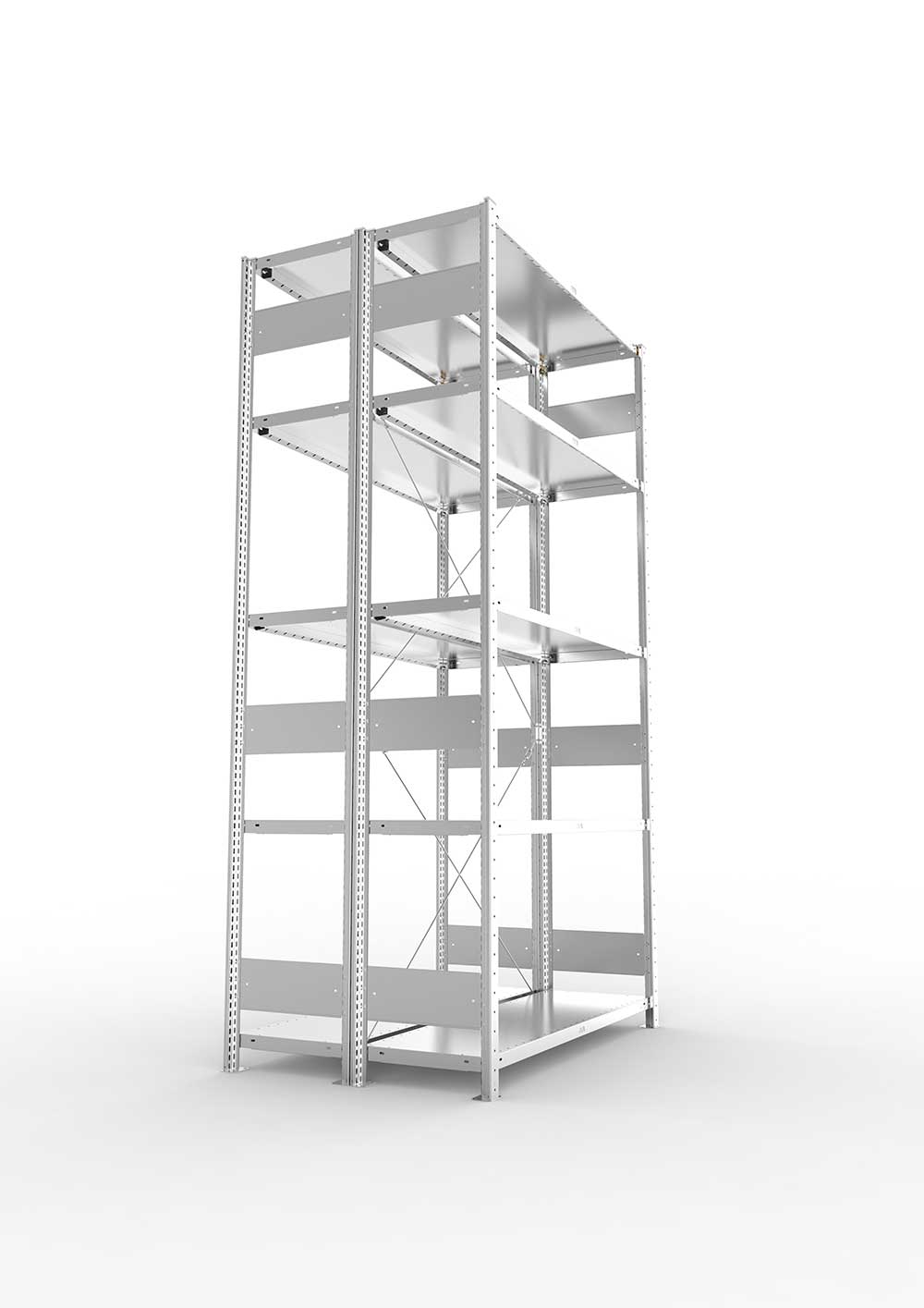 Metallregal Pro-Flex Stecksystem Doppelgrundregal – 250×130×40 cm, 230 kg, verzinkt