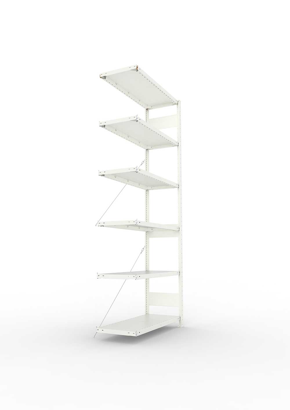Metallregal Pro-Max Stecksystem Anbauregal – 250×100×40 cm, 150 kg, RAL 7035, 6 Böden