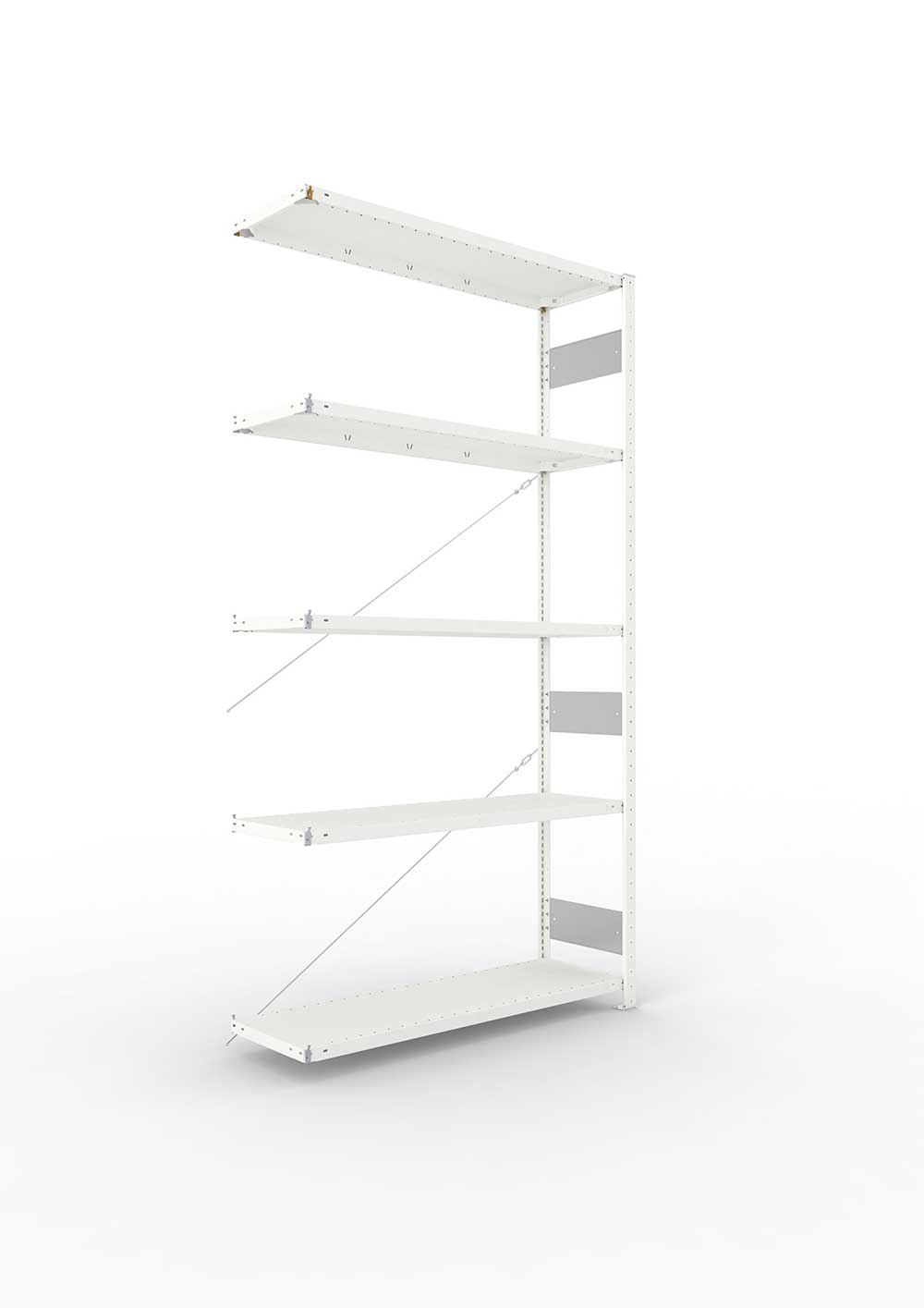 Metallregal Pro-Flex Stecksystem Anbauregal – 250×130×40 cm, 230 kg, RAL 7035, 5 Böden