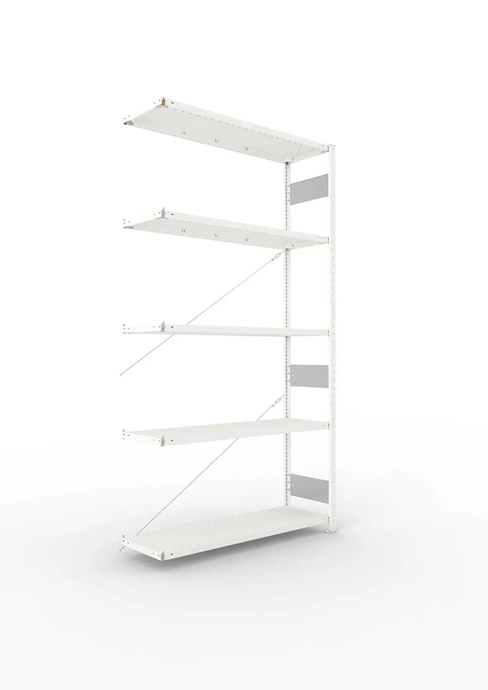 Metallregal Pro-Flex Stecksystem Anbauregal – 250×130×40 cm, 230 kg, RAL 7035, 5 Böden