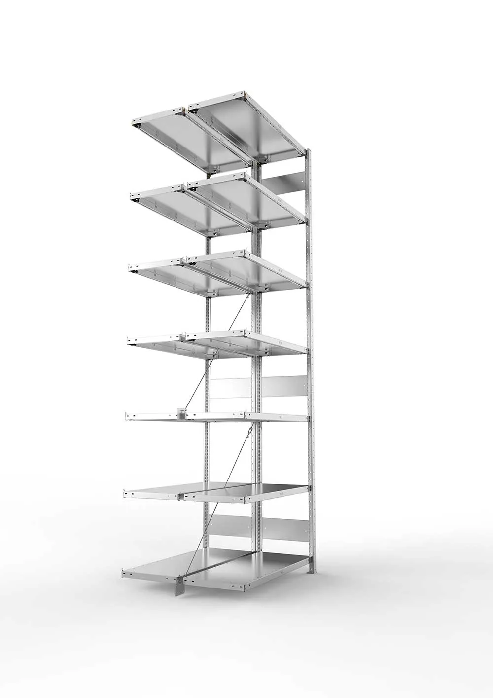 Metallregal Pro-Max Stecksystem Doppelanbauregal – 300×100×40 cm, 150 kg, verzinkt