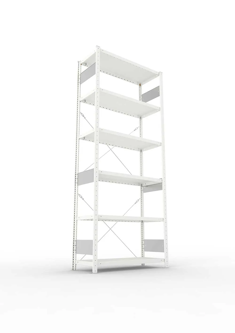 Metallregal Pro-Flex Stecksystem Grundregal – 250×100×40 cm, 230 kg, RAL 7035, 6 Böden