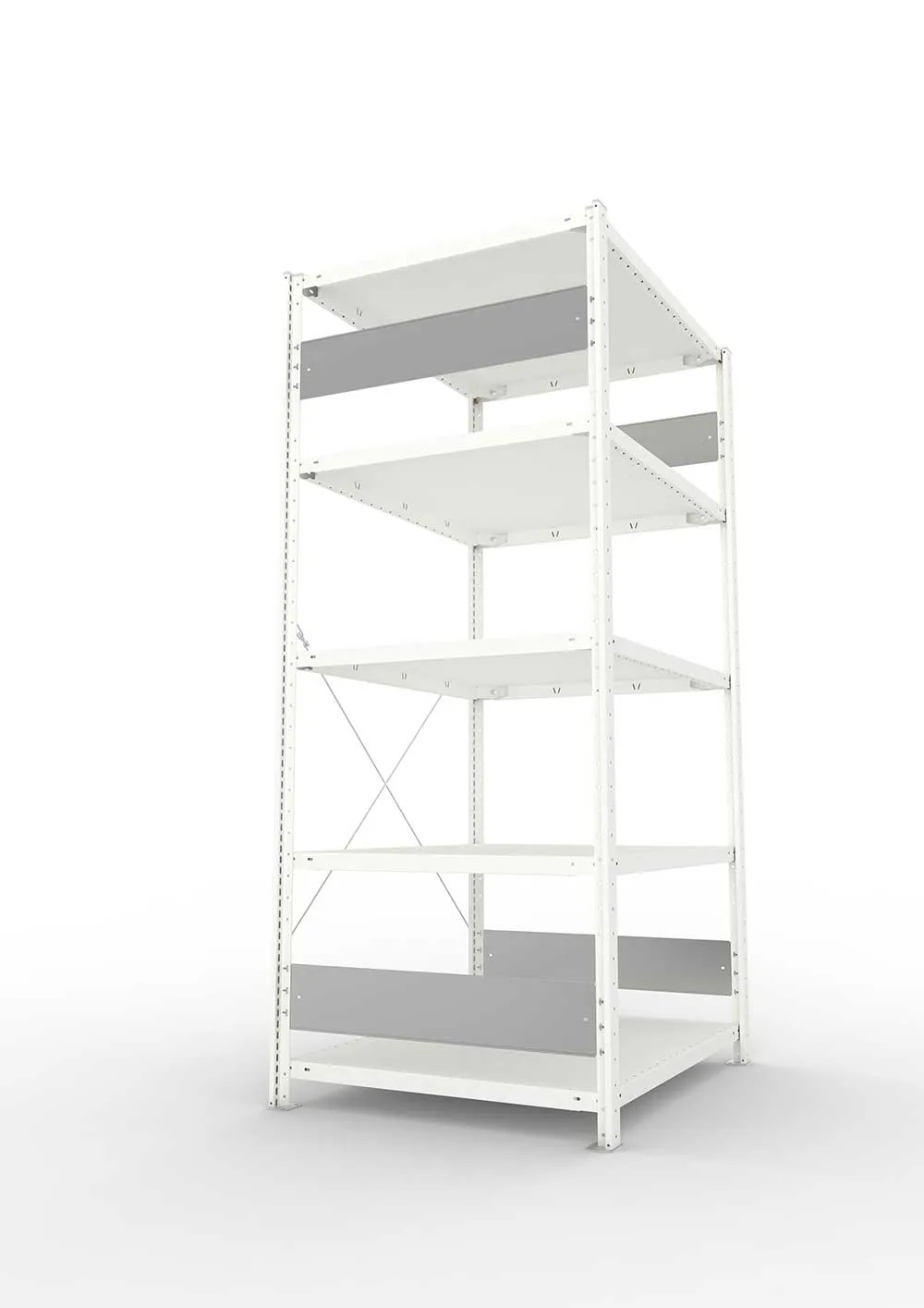 Metallregal Pro-Flex Stecksystem Grundregal – 200×100×80 cm, 230 kg, RAL 7035, 5 Böden