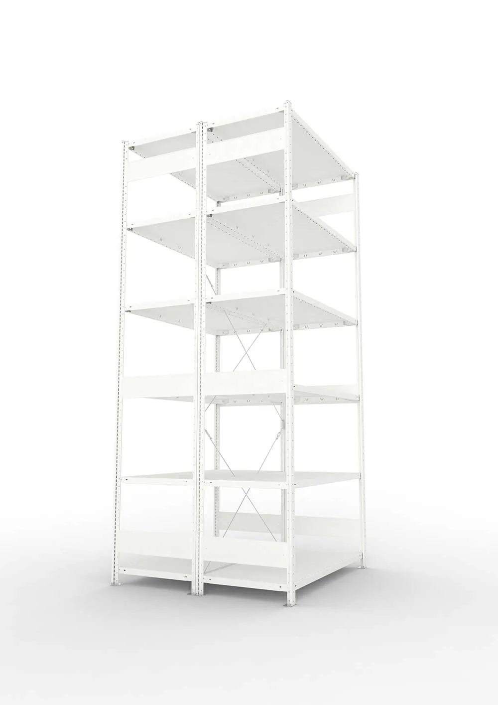 Metallregal Pro-Max Stecksystem Doppelgrundregal – 300×130×60 cm, 230 kg, RAL 7035