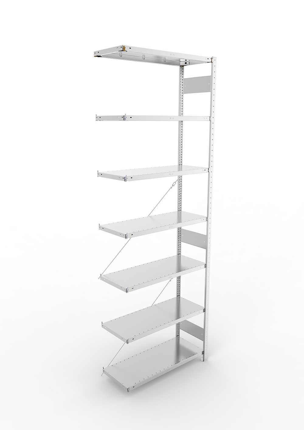 Metallregal Pro-Max Stecksystem Anbauregal – 300×100×40 cm, 150 kg, verzinkt, 7 Böden