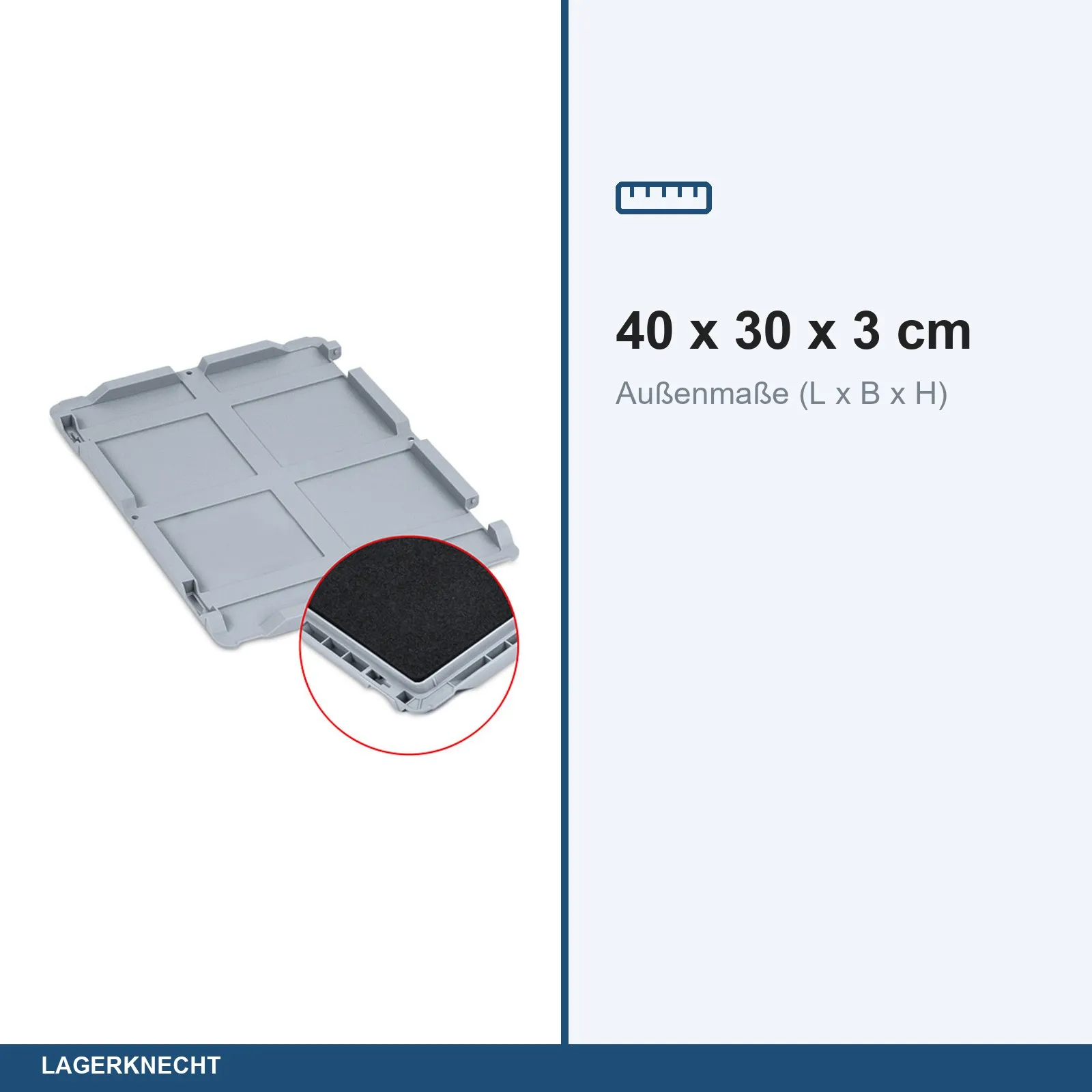 Scharnierdeckel Eurobox NextGen mit Schaumstoff 400 x 300, ohne SB und NV