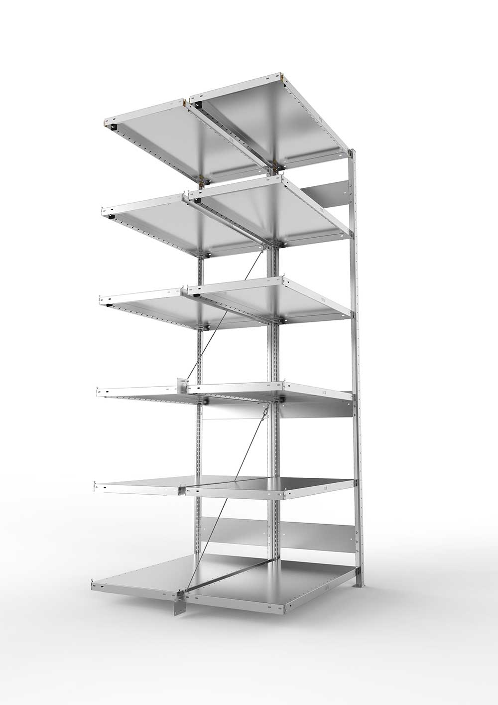 Metallregal Pro-Flex Stecksystem Doppelanbauregal – 250×100×50 cm, 230 kg, verzinkt