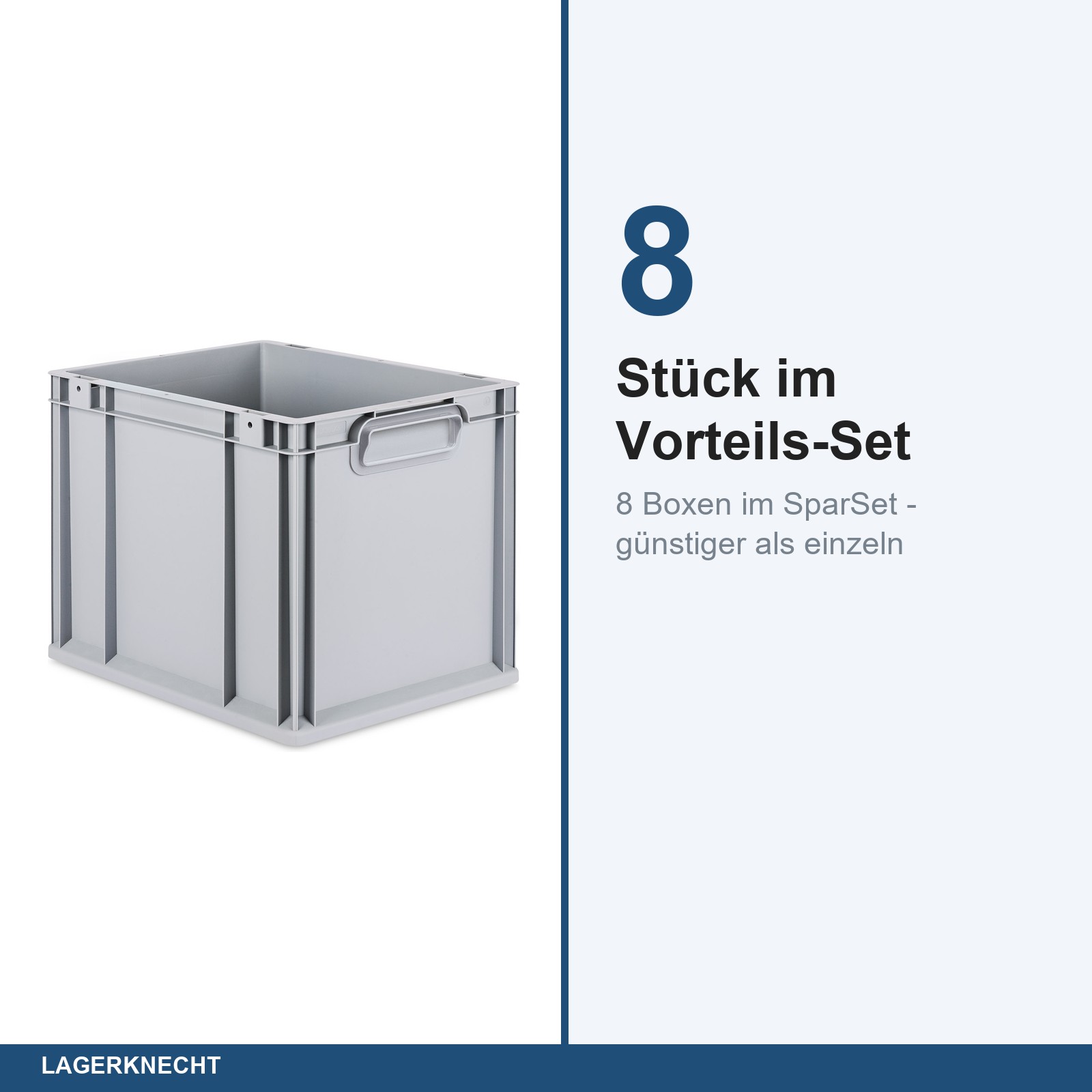 8x Eurobox 40x30x32 cm - NextGen, Griffe geschlossen