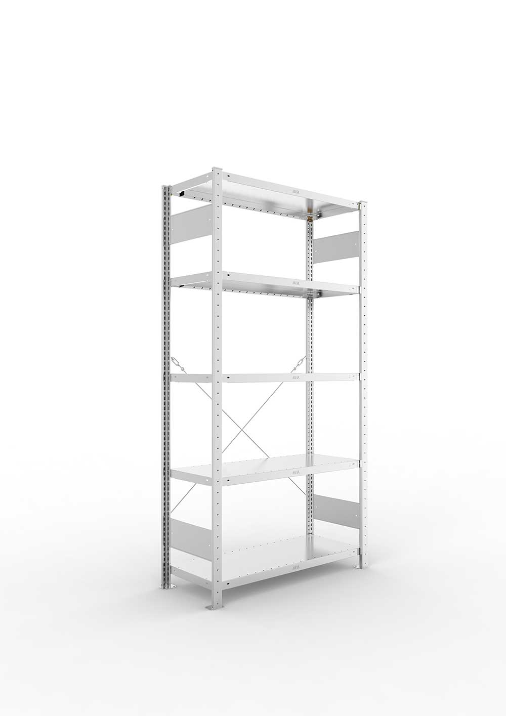 Metallregal Pro-Max Stecksystem Grundregal – 200×100×40 cm, 230 kg, verzinkt, 5 Böden