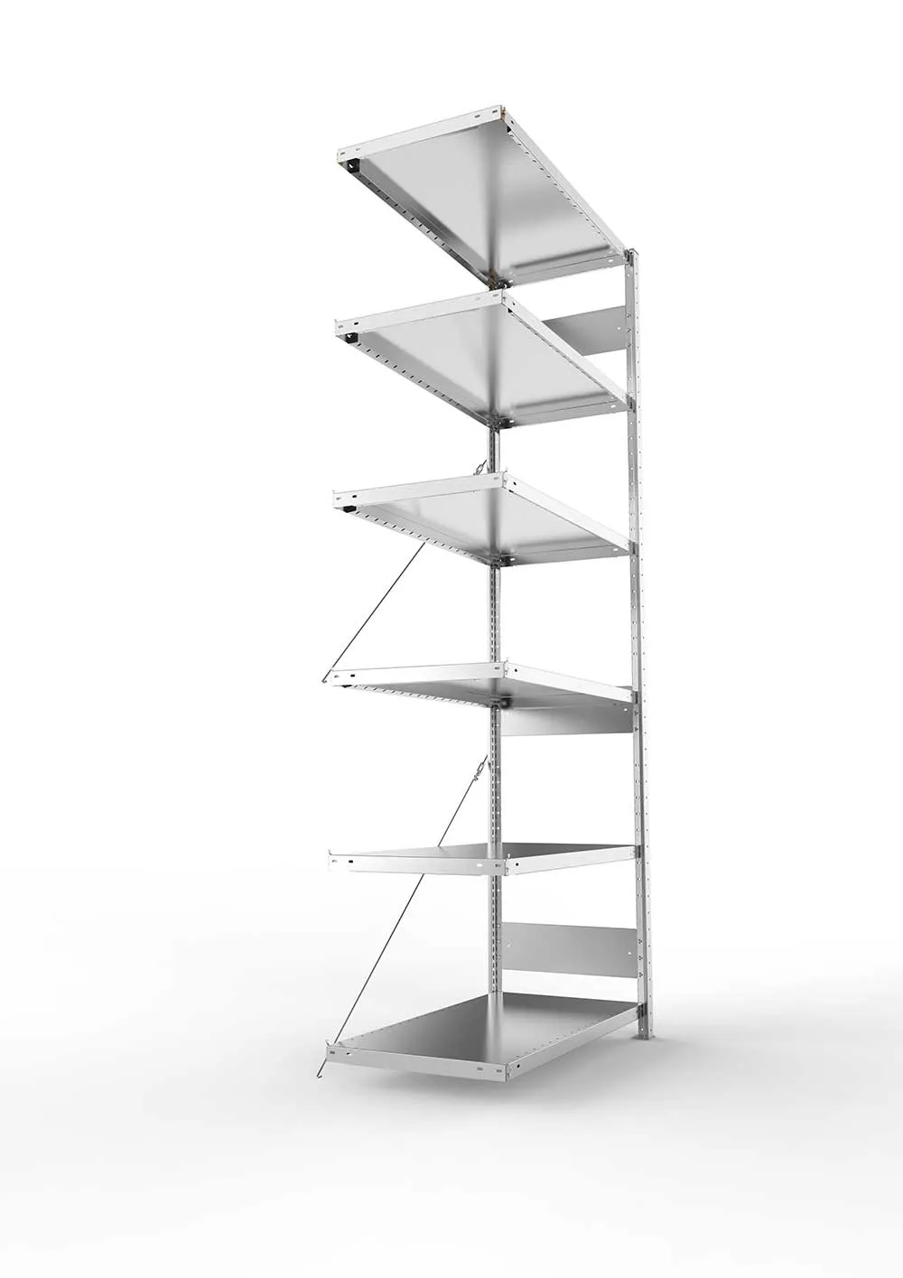Metallregal Pro-Flex Stecksystem Anbauregal – 250×100×50 cm, 230 kg, verzinkt, 6 Böden