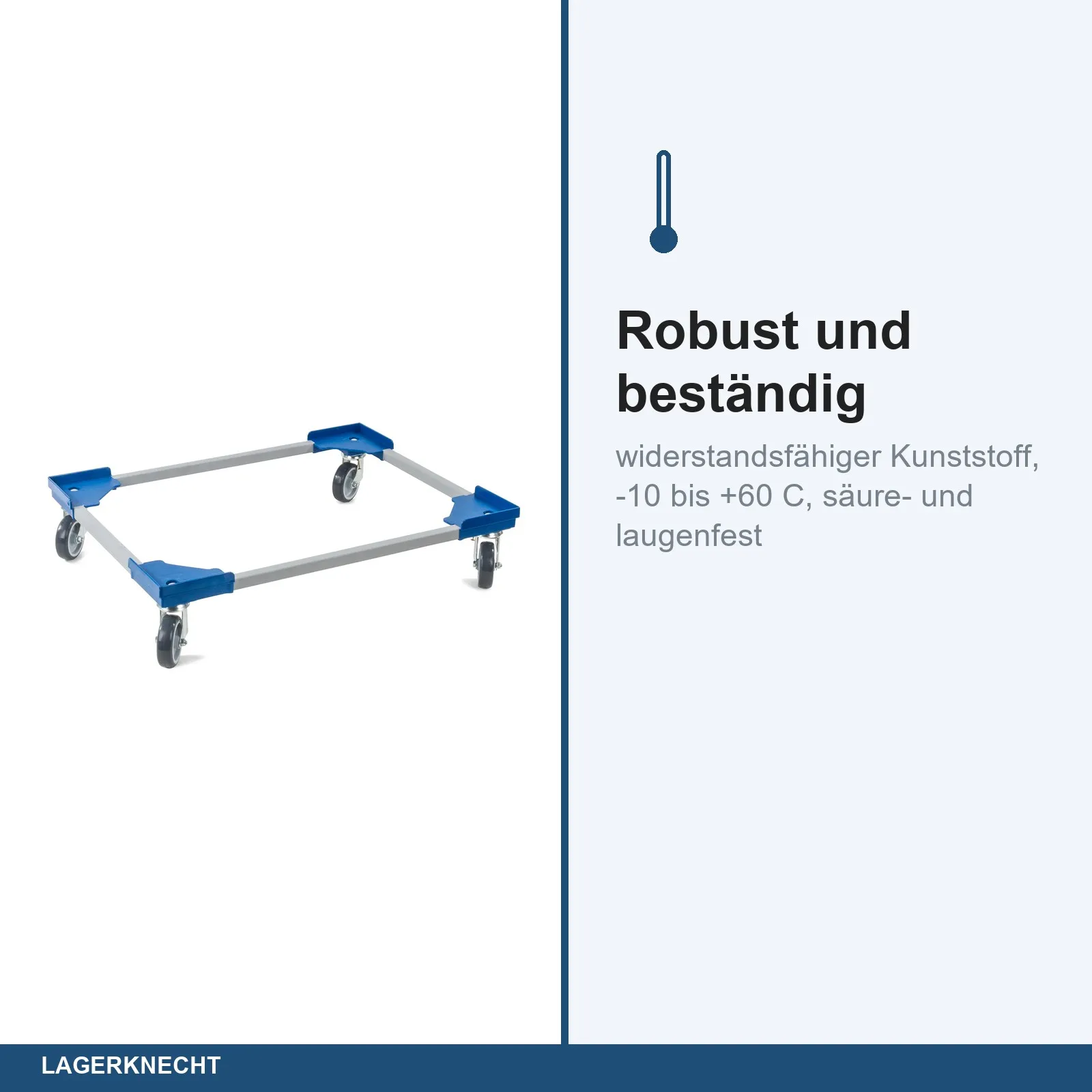 Transportroller VARIABLE - 800x600 - Kunststoffräder 4 Lenkrollen Blau