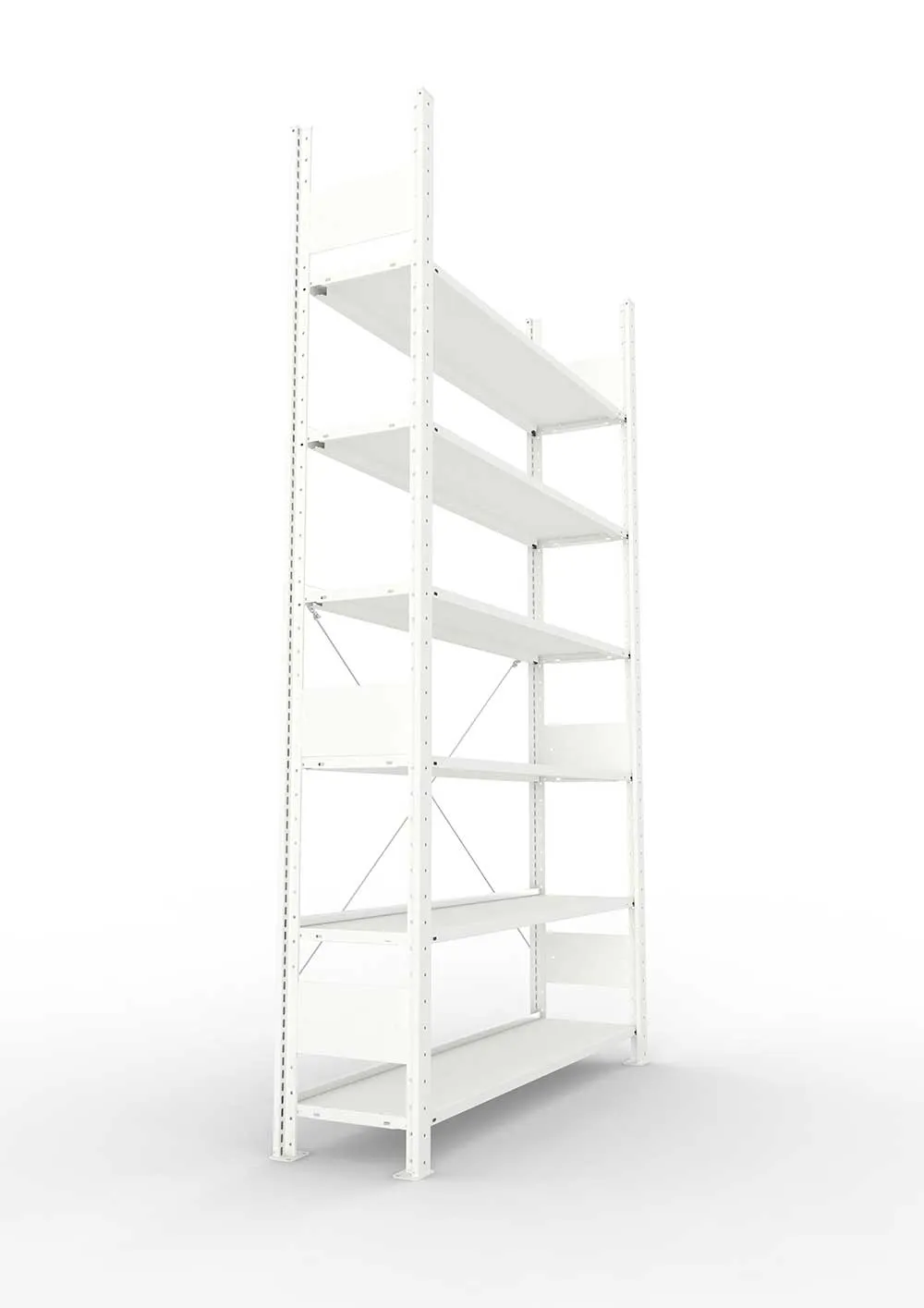 Büroregal Pro-Max Stecksystem Grundregal – 220×125×30 cm, RAL 7035, einseitig