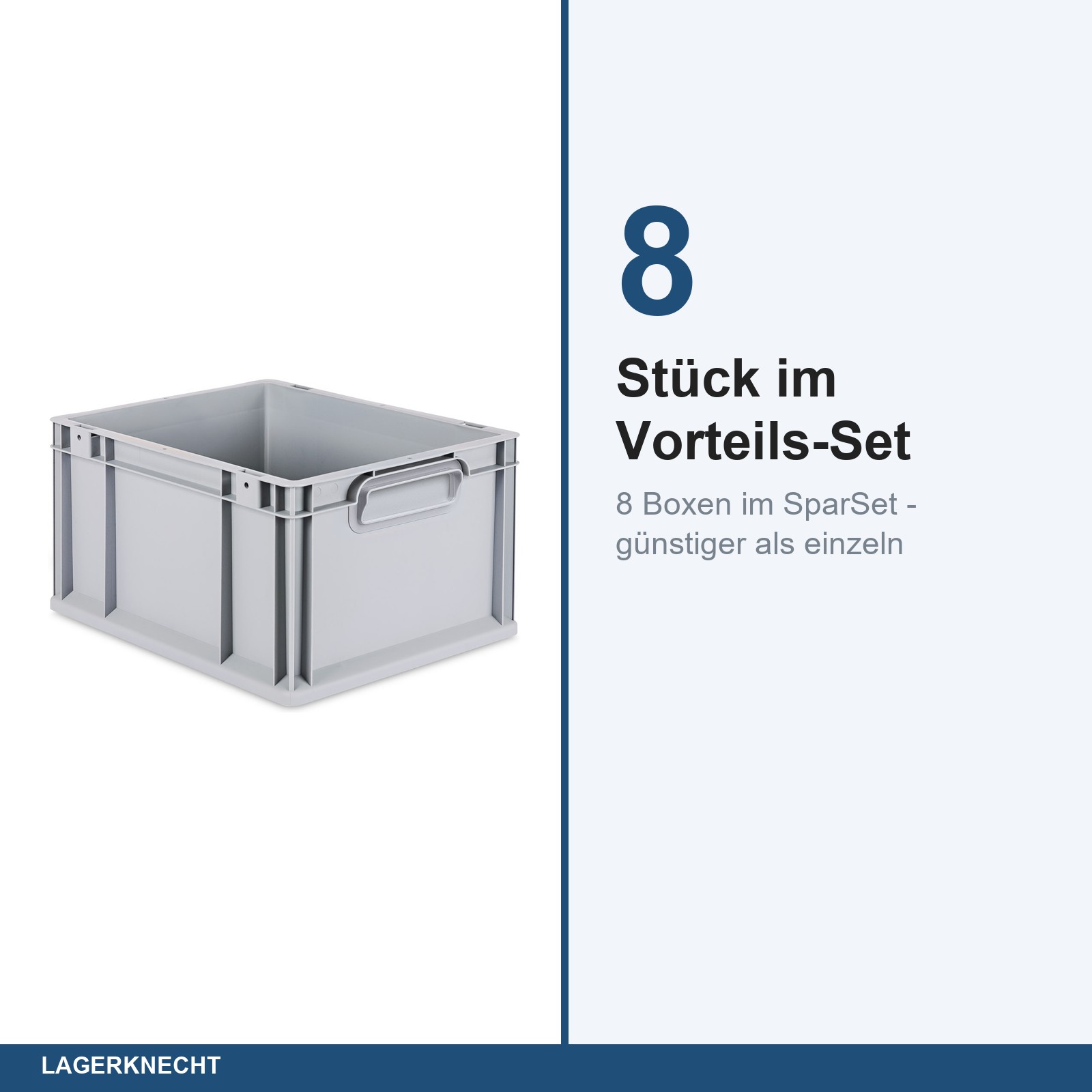 8x Eurobox 40x30x22 cm - NextGen, Griffe geschlossen