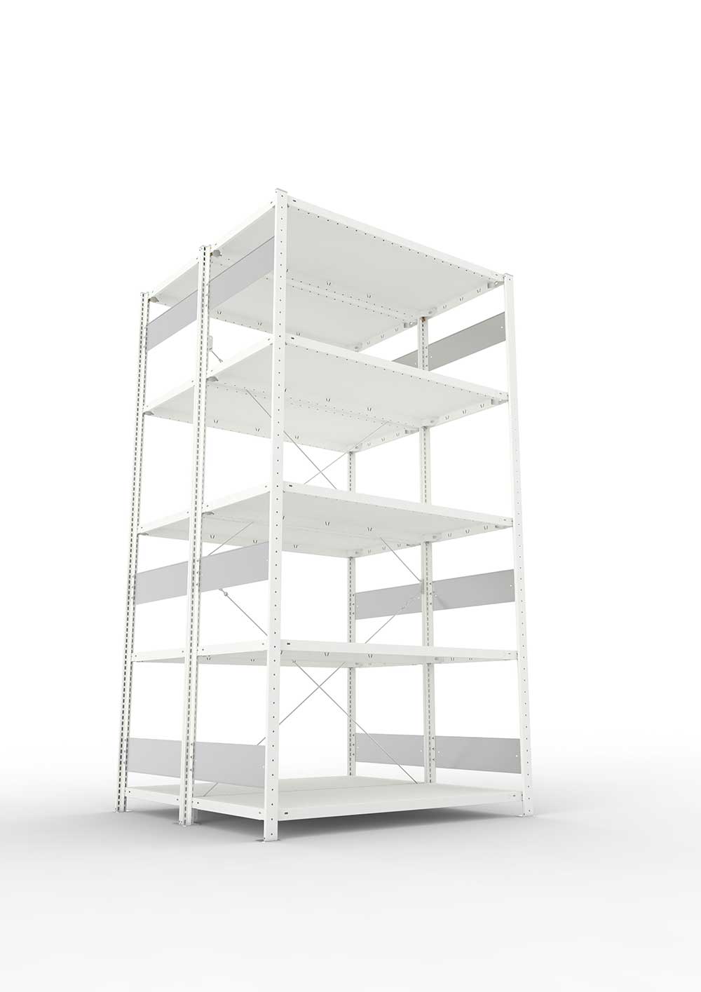 Metallregal Pro-Flex Stecksystem Doppelgrundregal – 250×130×60 cm, 230 kg, RAL 7035