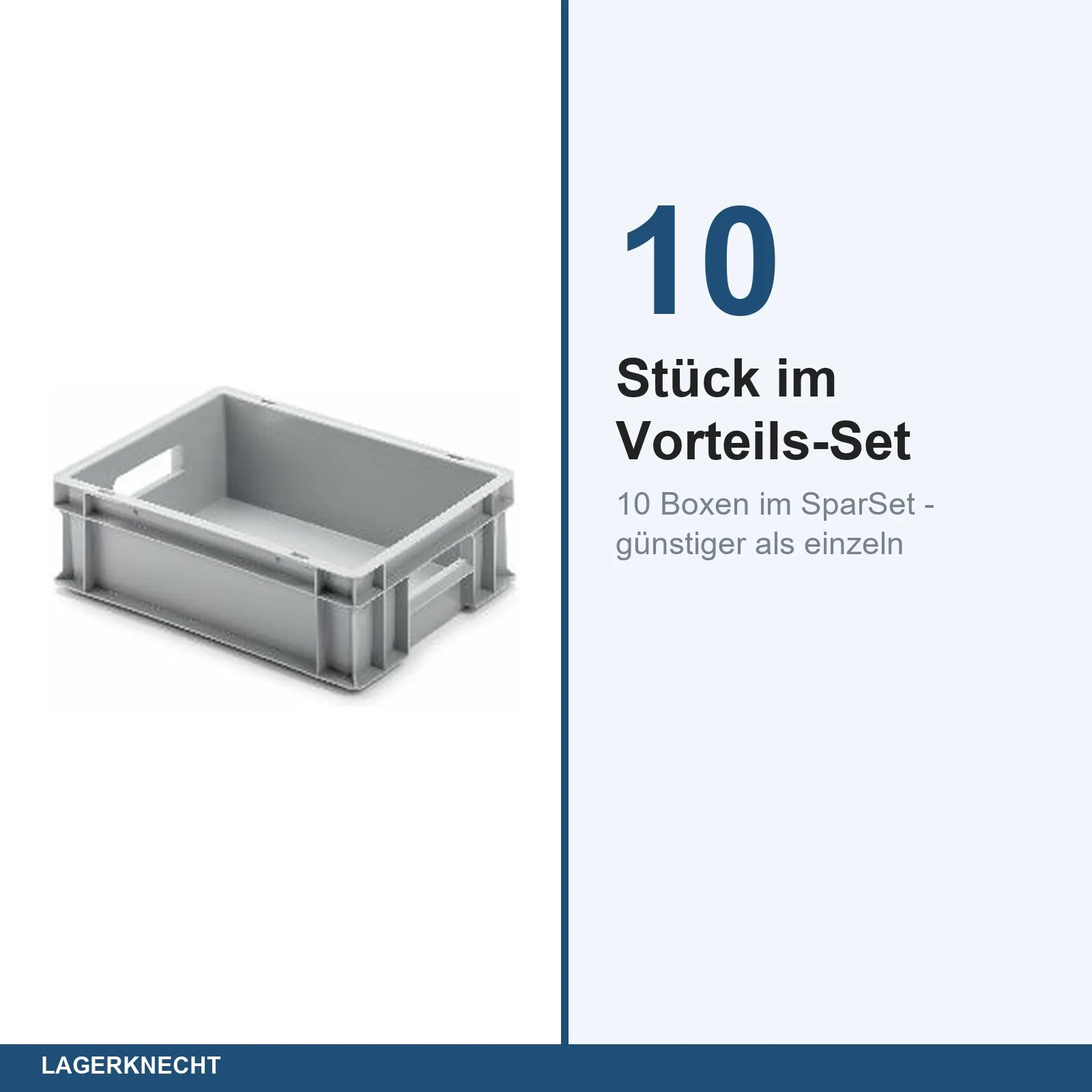 10x Eurobox 40x30x12 cm - UNISTA, Griffe offen