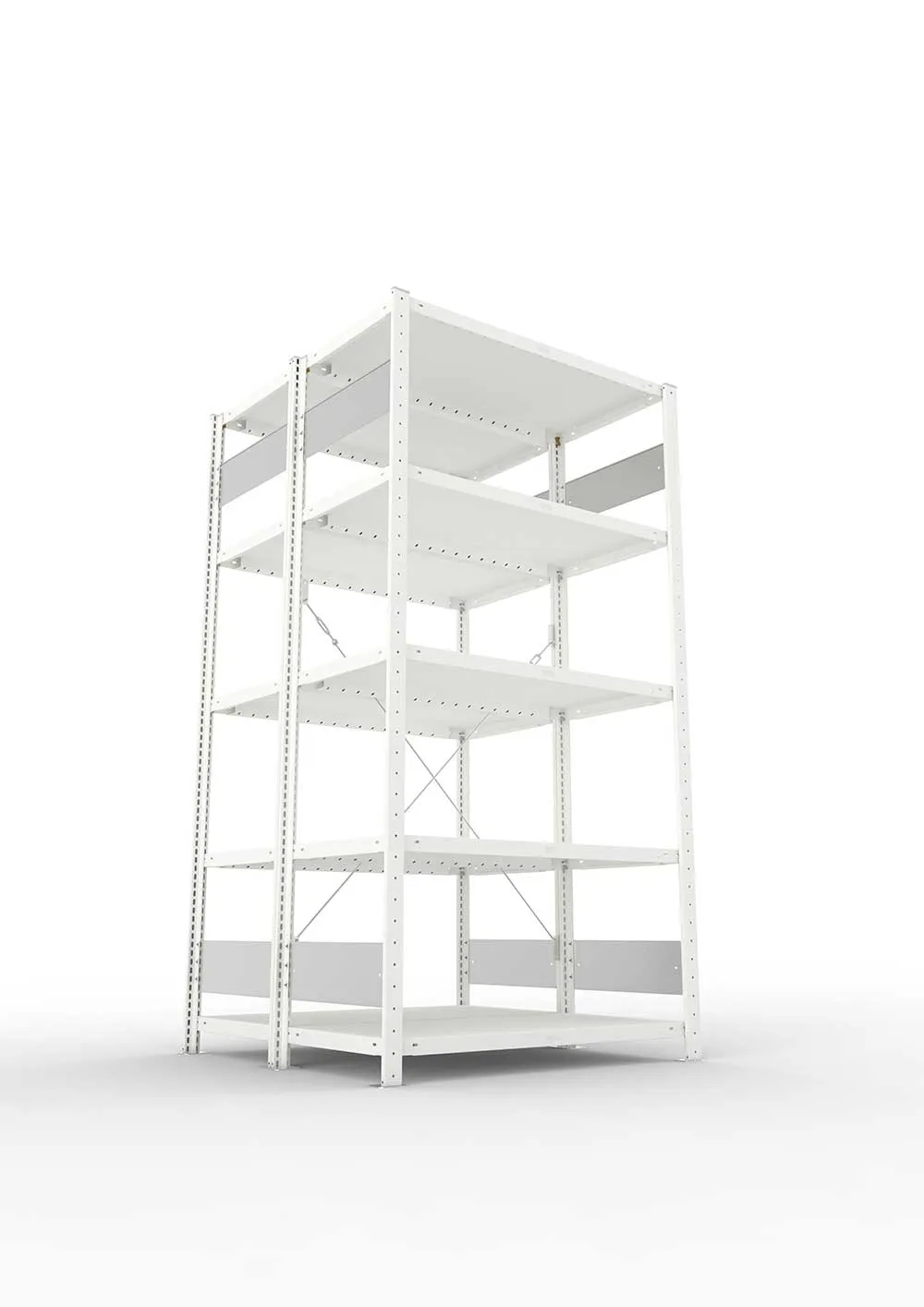 Metallregal Pro-Flex Stecksystem Doppelgrundregal – 200×100×50 cm, 230 kg, RAL 7035