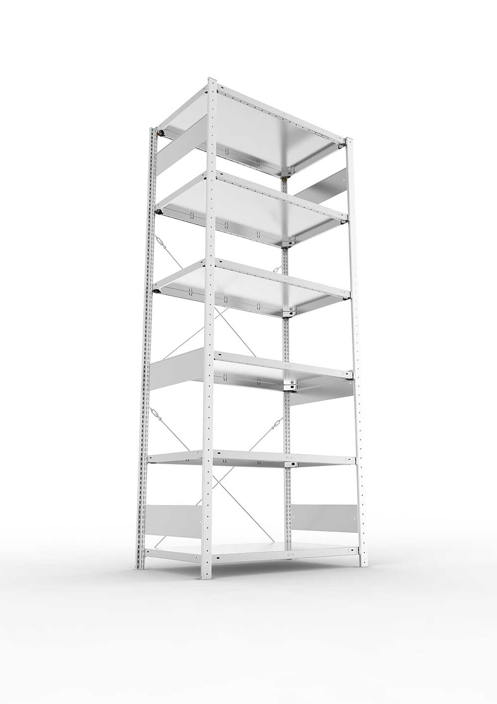 Metallregal Pro-Flex Stecksystem Grundregal – 250×100×60 cm, 150 kg, verzinkt, 6 Böden