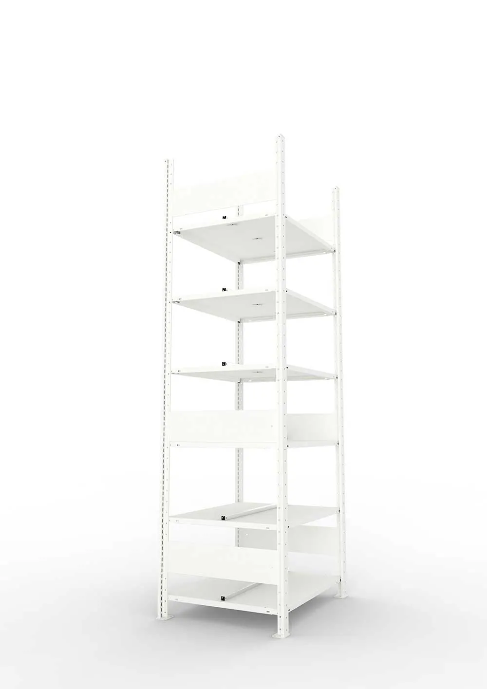 Büroregal Pro-Max Stecksystem Grundregal – 220×75×60 cm, RAL 7035, doppelseitig