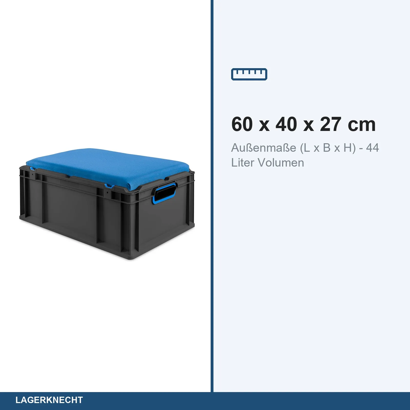 Seat Box 60x40x27 cm, NextGen Cycle, Griffe offen, blau