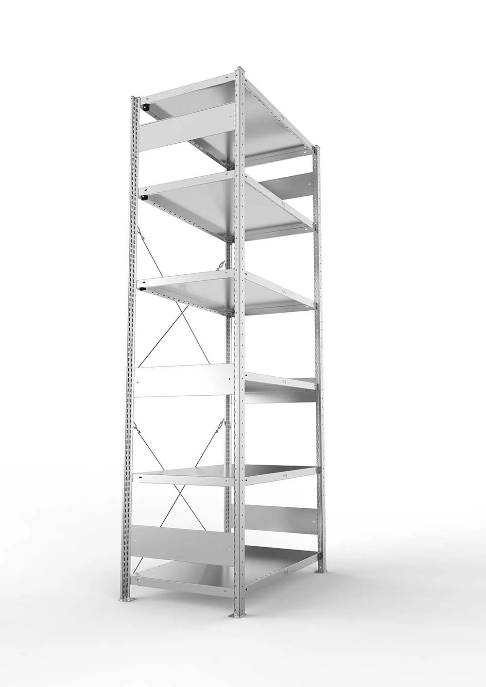 Metallregal Pro-Max Stecksystem Grundregal – 250×100×60 cm, 230 kg, verzinkt, 6 Böden