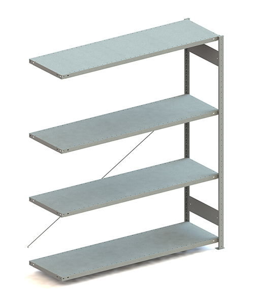 Metallregal Pro-Max Stecksystem Anbauregal – 200×170×50 cm, 200 kg, verzinkt, 4 Böden
