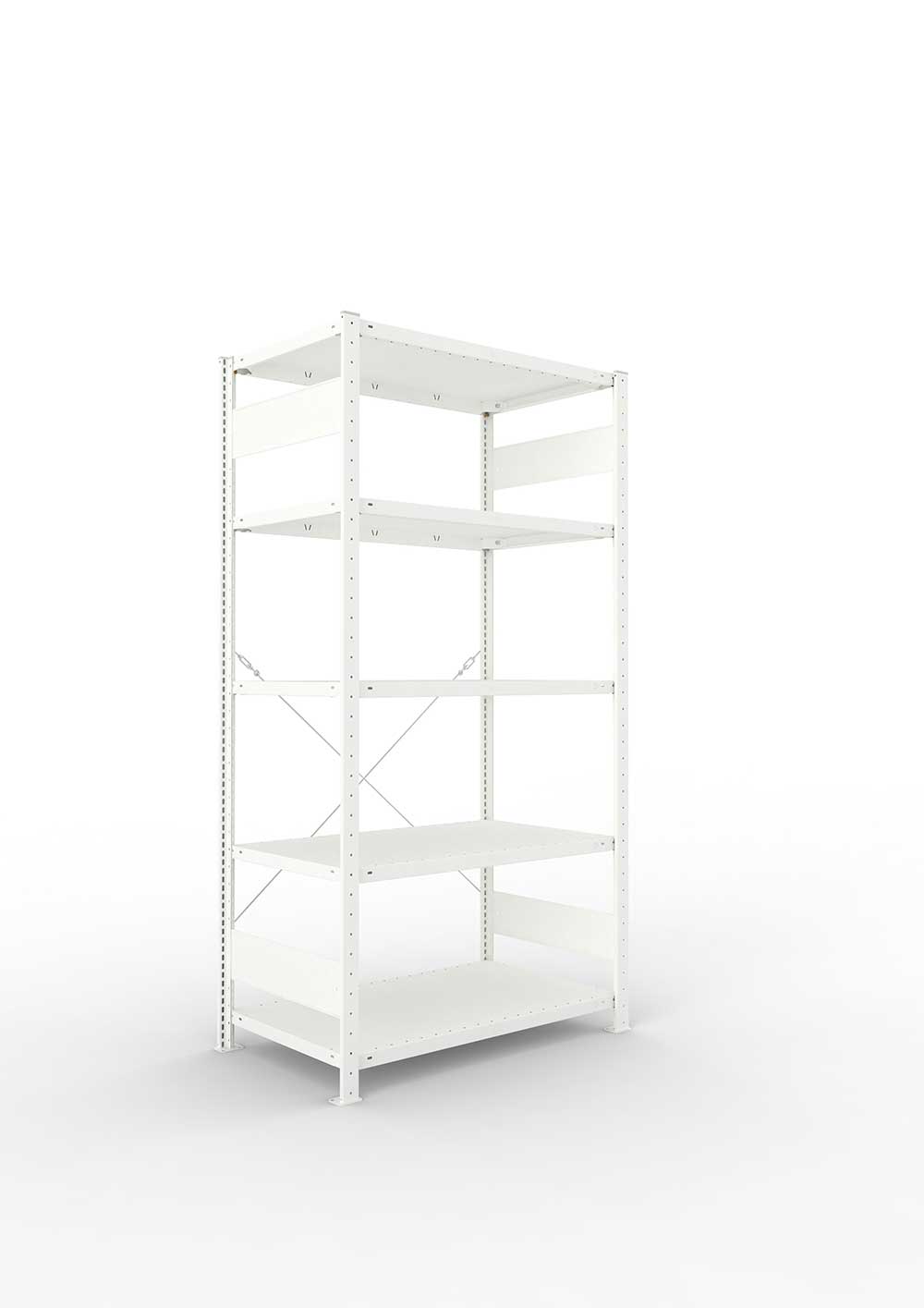 Metallregal Pro-Max Stecksystem Grundregal – 200×100×60 cm, 150 kg, RAL 7035, 5 Böden