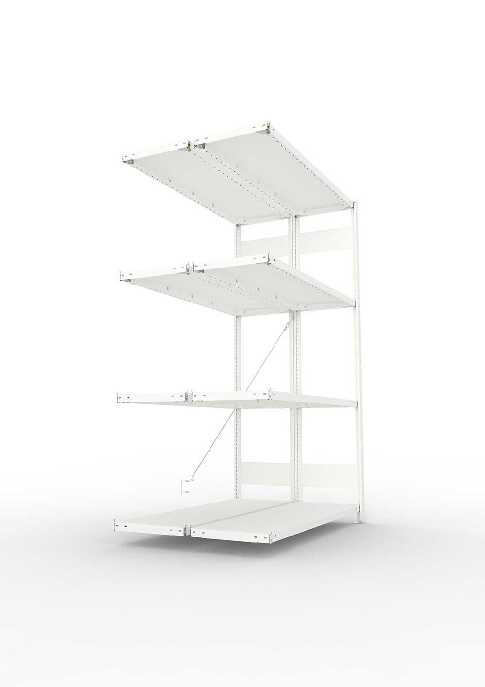 Metallregal Pro-Max Stecksystem Doppelanbauregal – 200×130×40 cm, 230 kg, RAL 7035