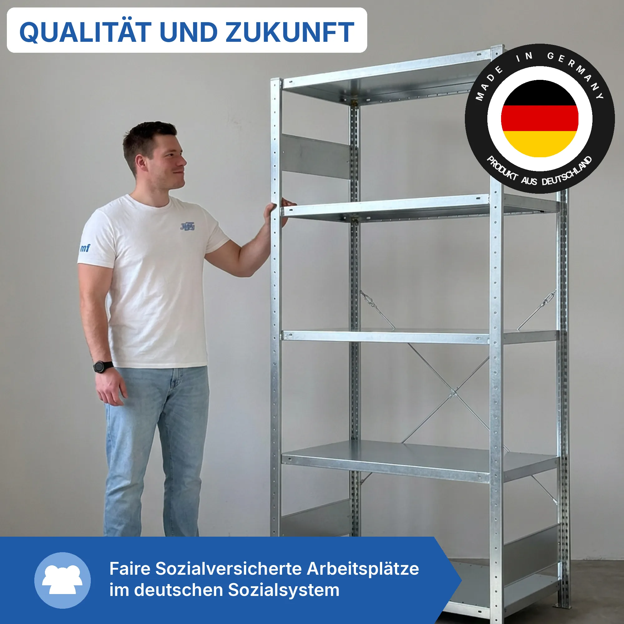 Kellerregal Pro-Flex Stecksystem Grundregal – 200×100×60 cm, 230 kg, verzinkt, 5 Böden