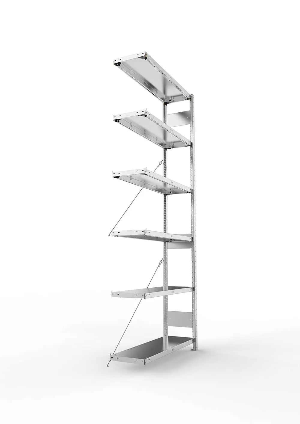 Metallregal Pro-Max Stecksystem Anbauregal – 250×100×30 cm, 150 kg, verzinkt, 6 Böden