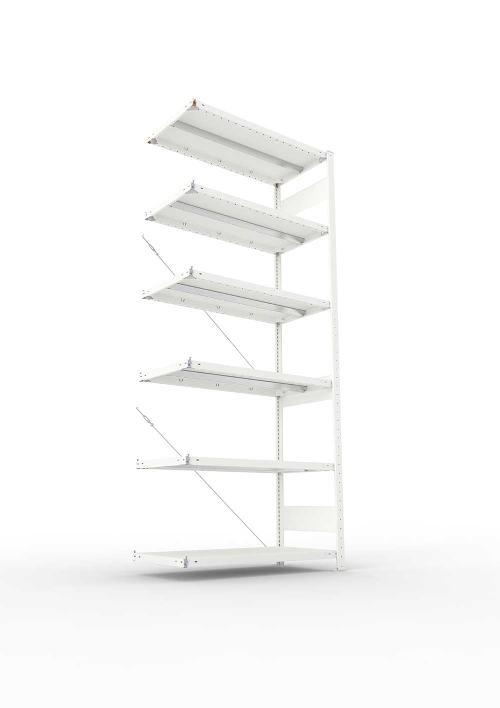 Metallregal Pro-Max Stecksystem Anbauregal – 250×100×50 cm, 330 kg, RAL 7035, 6 Böden