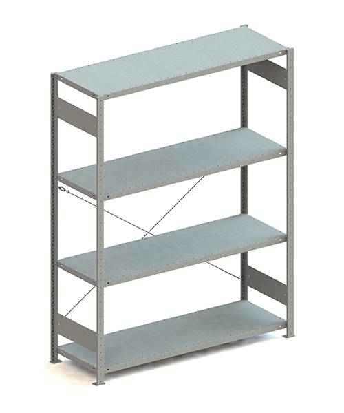 Metallregal Pro-Max Stecksystem Grundregal – 200×150×50 cm, 200 kg, verzinkt, 4 Böden