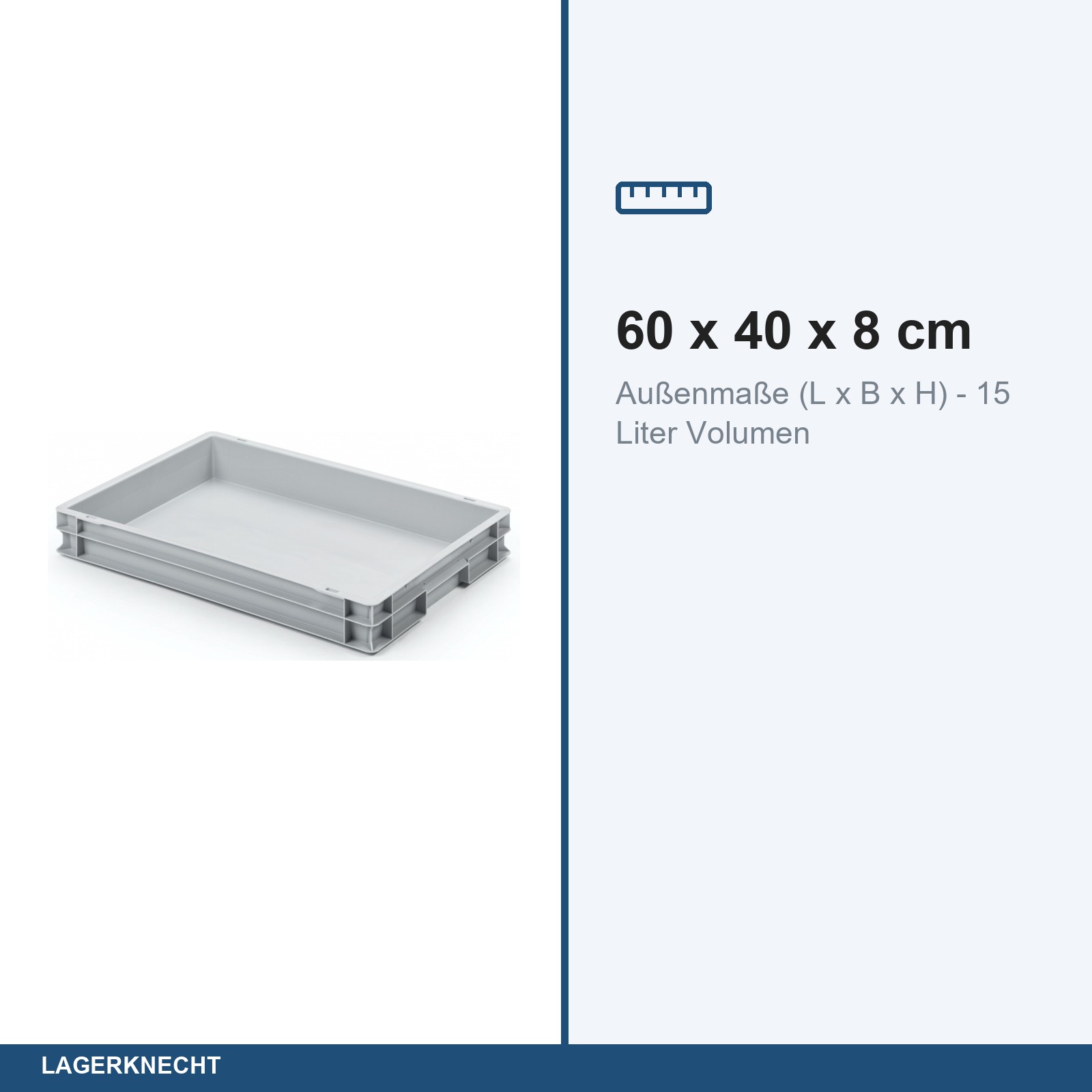 Eurobox 60x40x8 cm mit Scharnierdeckel, UNISTA
