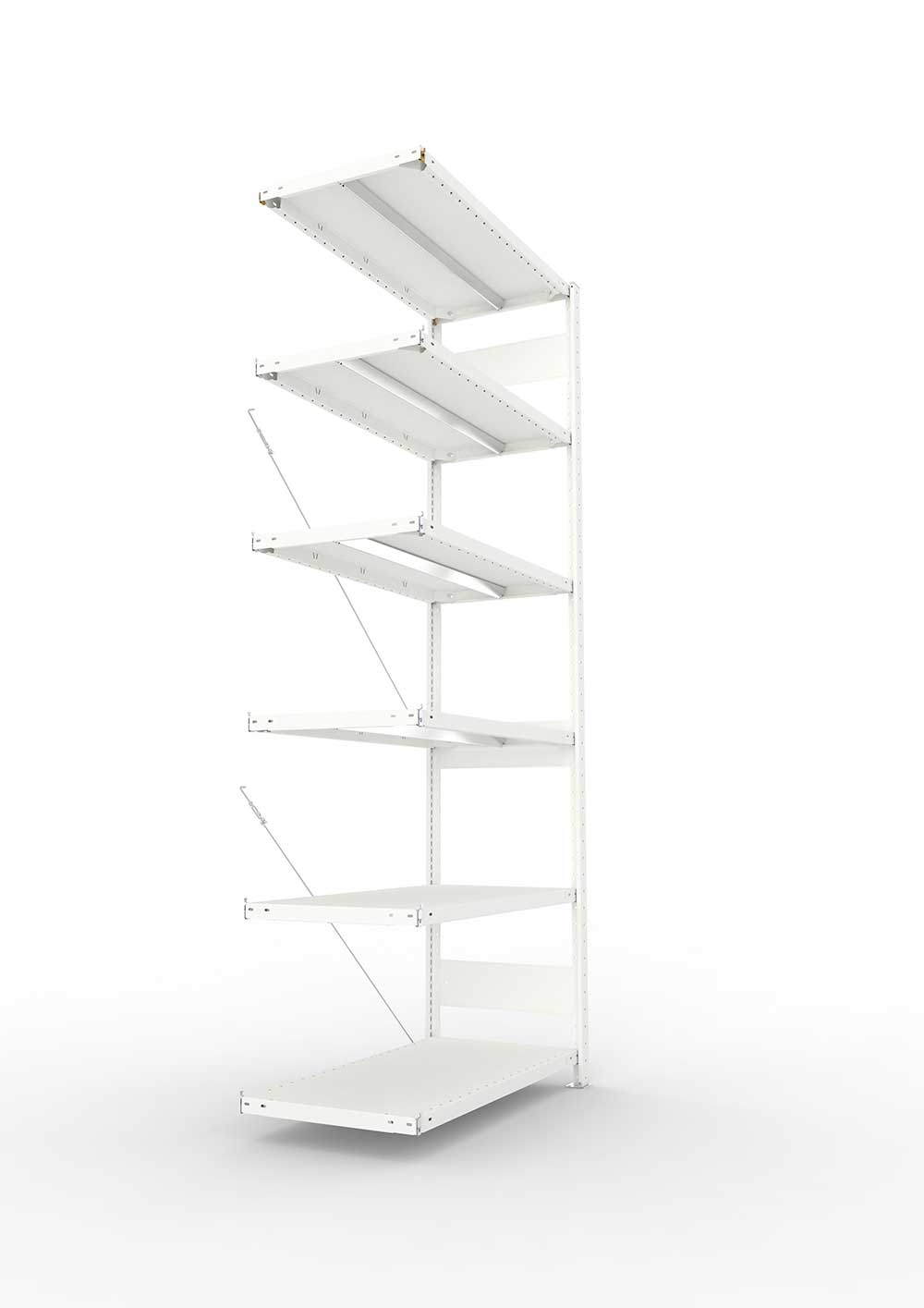 Metallregal Pro-Max Stecksystem Anbauregal – 250×100×50 cm, 330 kg, RAL 7035, 6 Böden