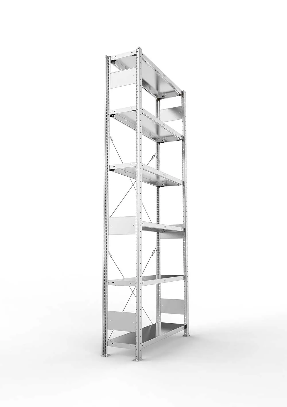 Metallregal Pro-Max Stecksystem Grundregal – 250×100×30 cm, 150 kg, verzinkt, 6 Böden