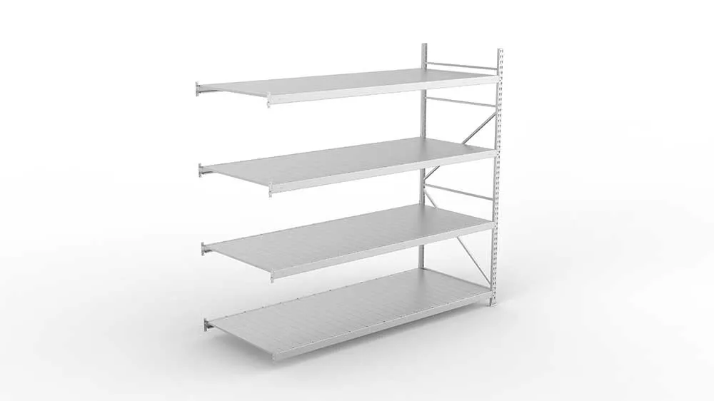 Weitspannregal  Anbauregal 2500 mm mm x 2600 mm x 1050 mm verzinkt komplett mit Stahlpaneele mit 4 Böden Weitspannregal  Lagerknecht