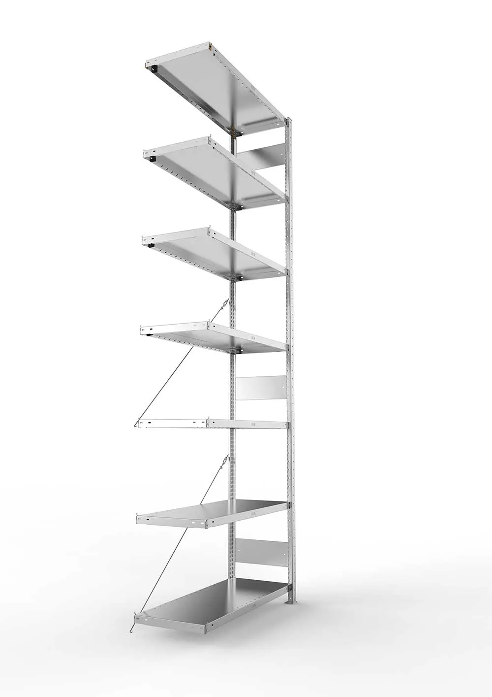 Metallregal Pro-Max Stecksystem Anbauregal – 300×100×40 cm, 230 kg, verzinkt, 7 Böden