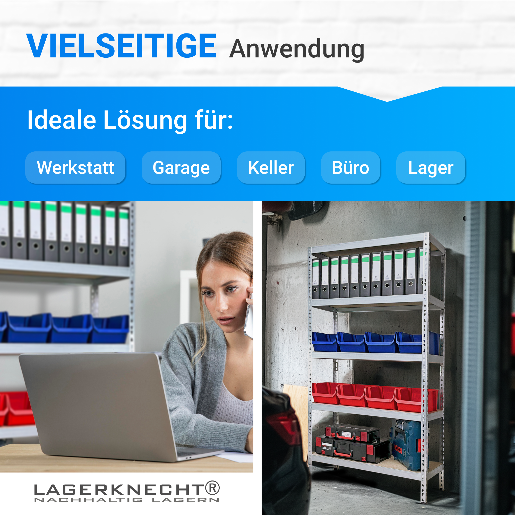 Metallregal Robust 180 x 92 x 46 cm, verzinktes Steckregal mit 5 Holzböden, Fachlast 175 kg