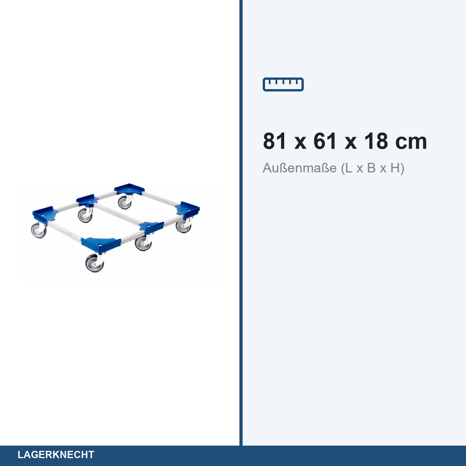 Transportroller VARIABLE - 800x600 - 1x unterteilt - Kunststoffräder 6 Lenkrollen Blau