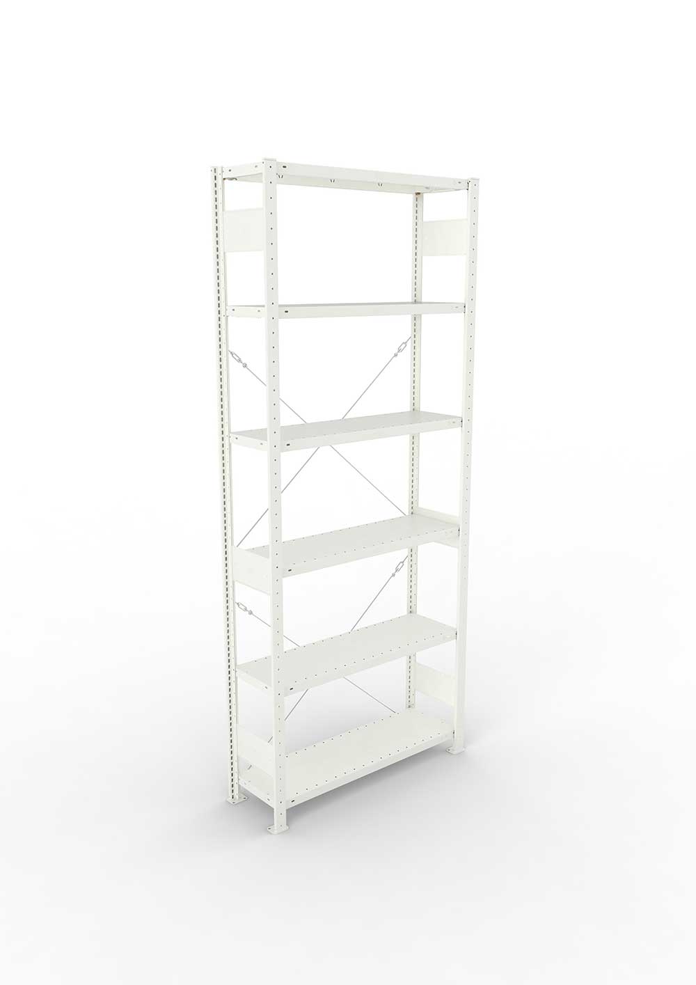 Metallregal Pro-Max Stecksystem Grundregal – 250×100×30 cm, 150 kg, RAL 7035, 6 Böden