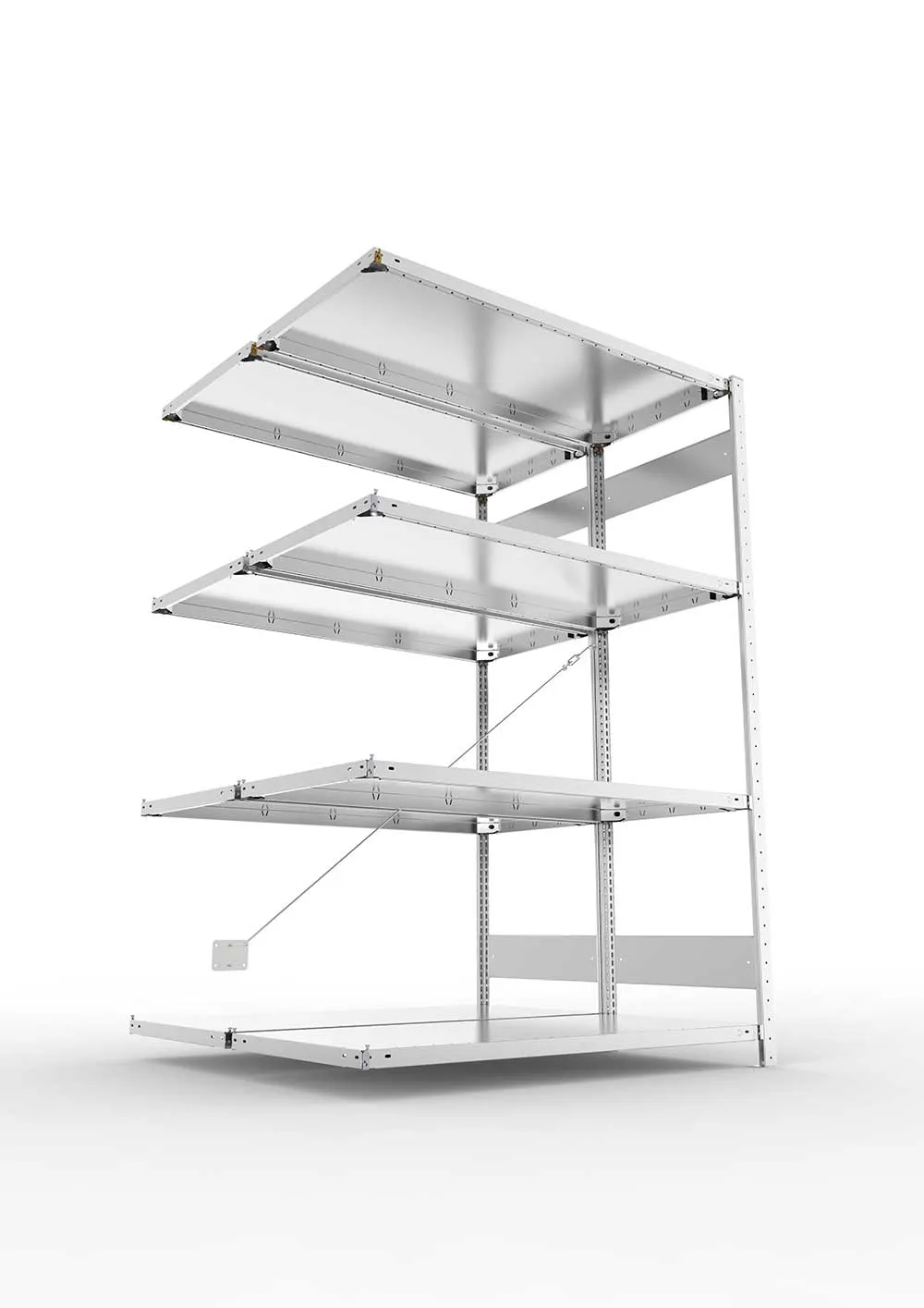 Metallregal Pro-Max Stecksystem Doppelanbauregal – 200×130×60 cm, 230 kg, verzinkt
