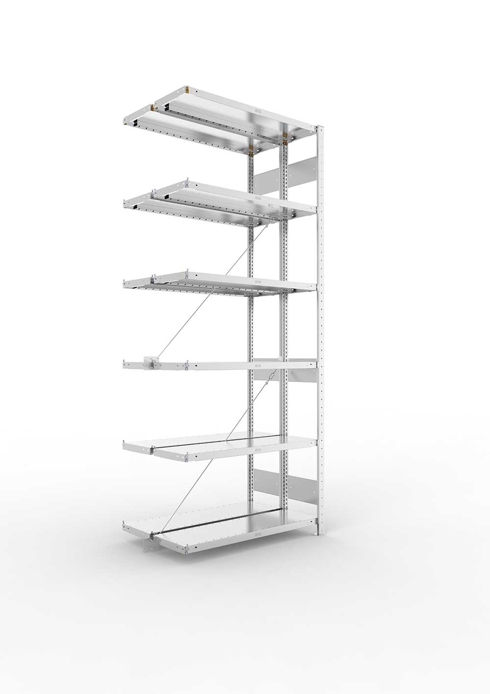 Metallregal Pro-Flex Stecksystem Doppelanbauregal – 250×100×30 cm, 230 kg, verzinkt