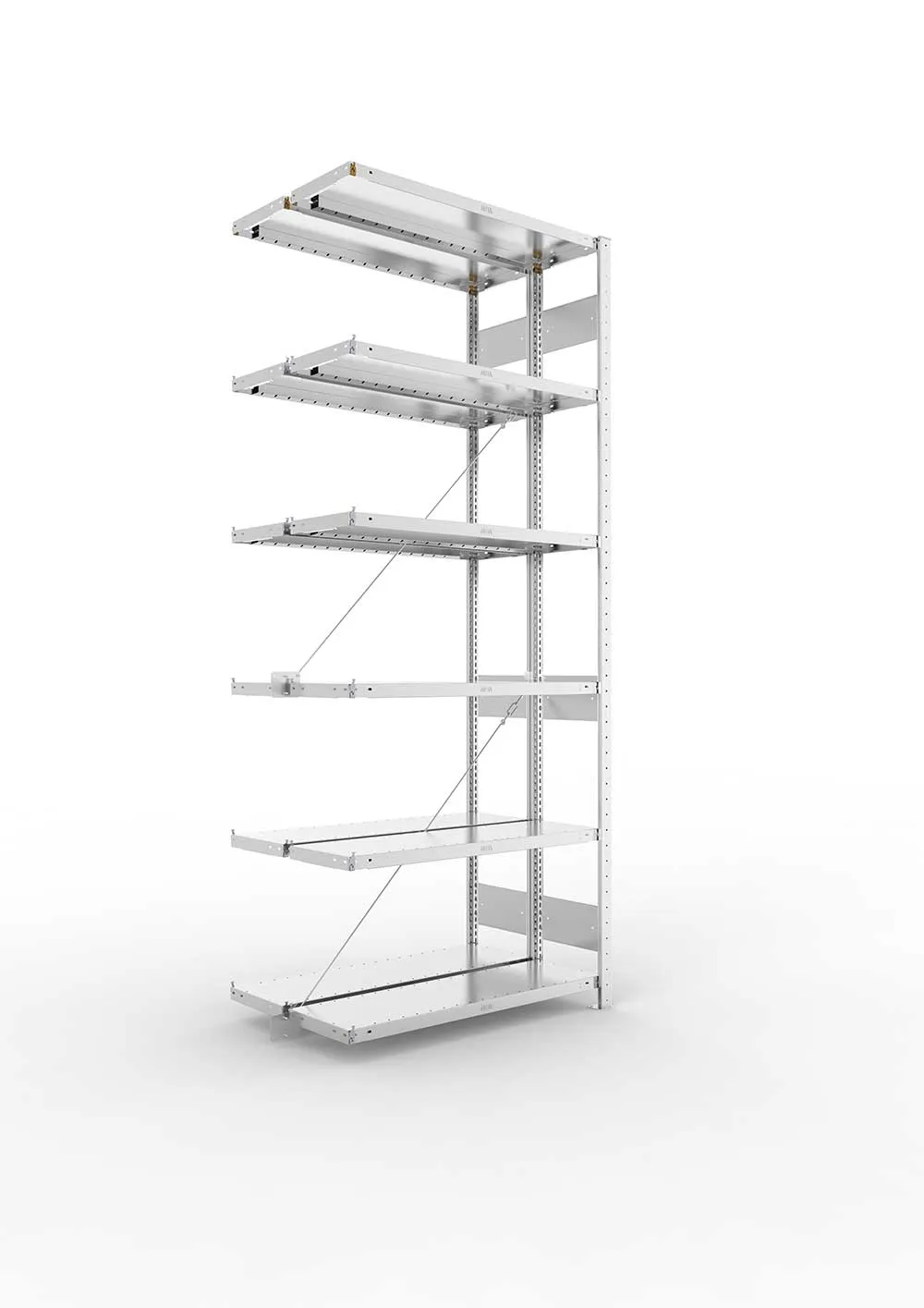 Metallregal Pro-Flex Stecksystem Doppelanbauregal – 250×100×30 cm, 230 kg, verzinkt