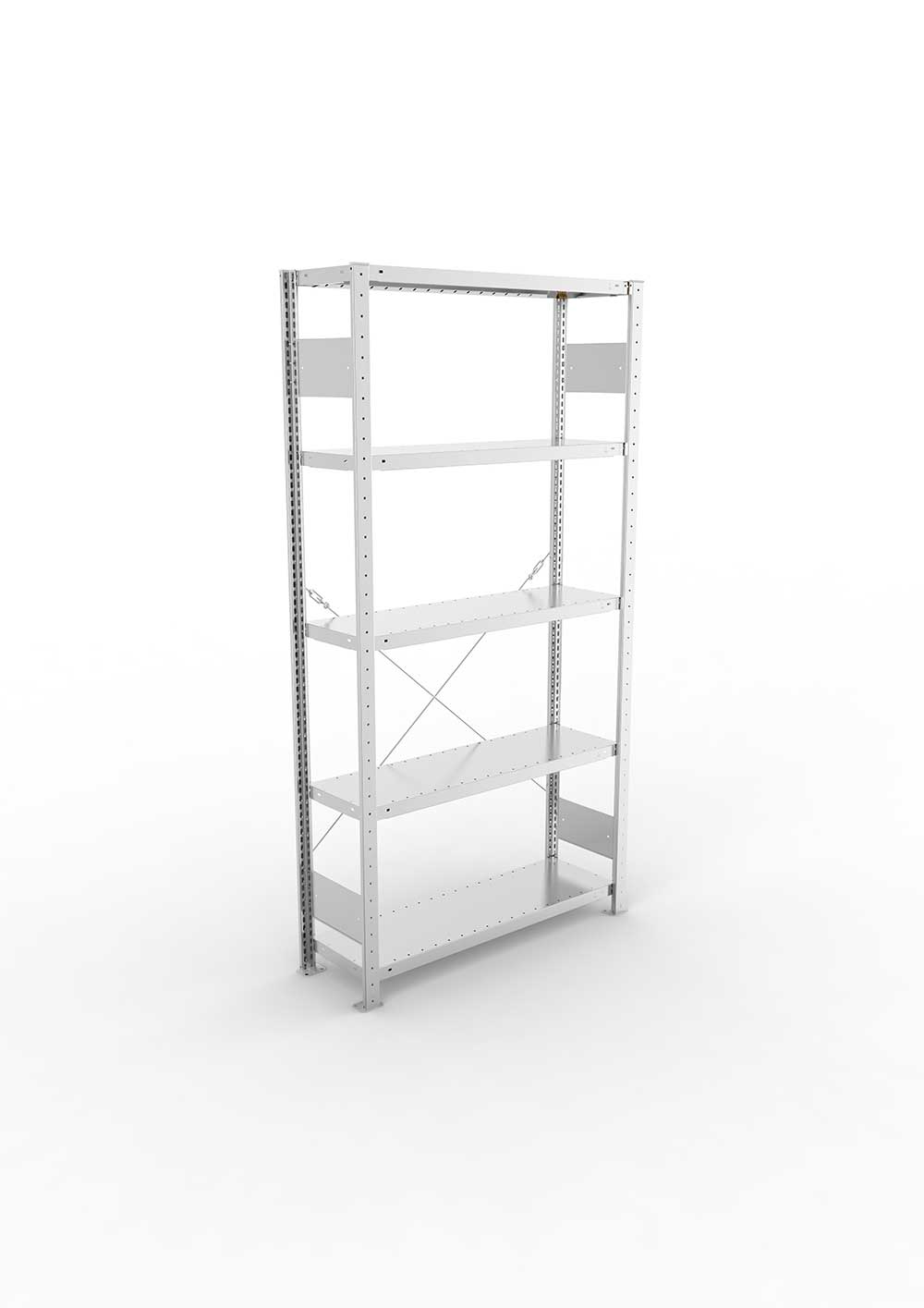 Metallregal Pro-Flex Stecksystem Grundregal – 200×100×30 cm, 230 kg, verzinkt, 5 Böden