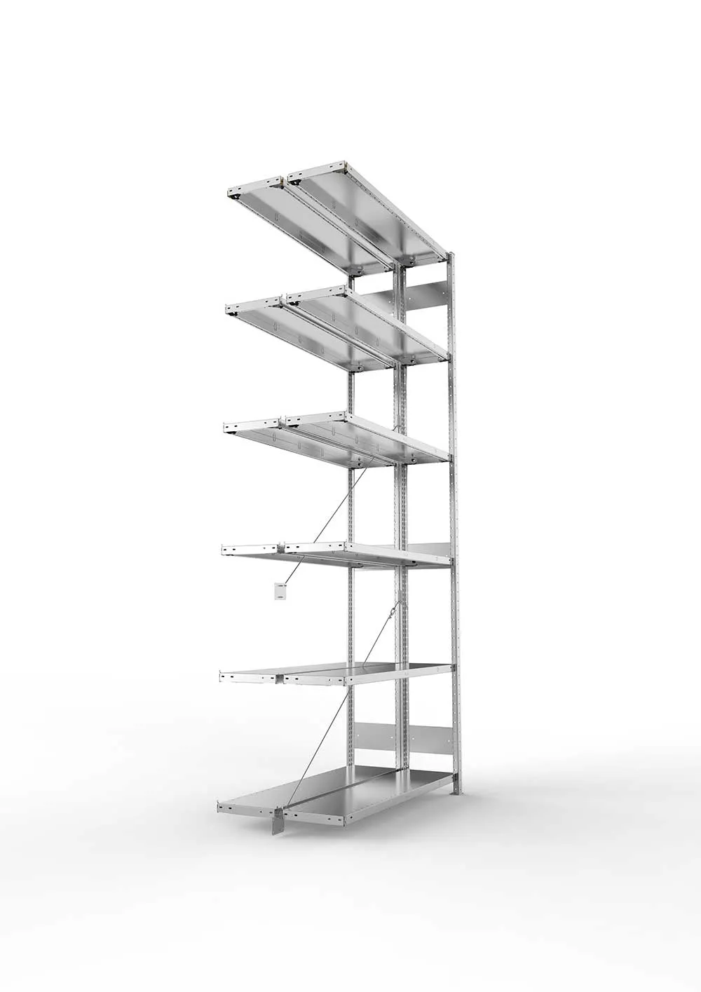 Metallregal Pro-Max Stecksystem Doppelanbauregal – 300×130×30 cm, 230 kg, verzinkt
