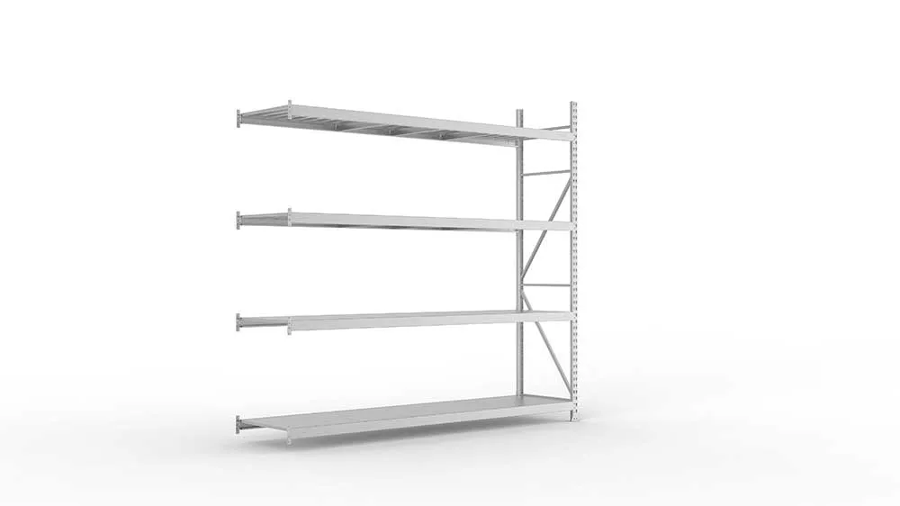 Weitspannregal  Anbauregal 2500 mm mm x 2600 mm x 650 mm verzinkt komplett mit Stahlpaneele mit 4 Böden Weitspannregal  Lagerknecht