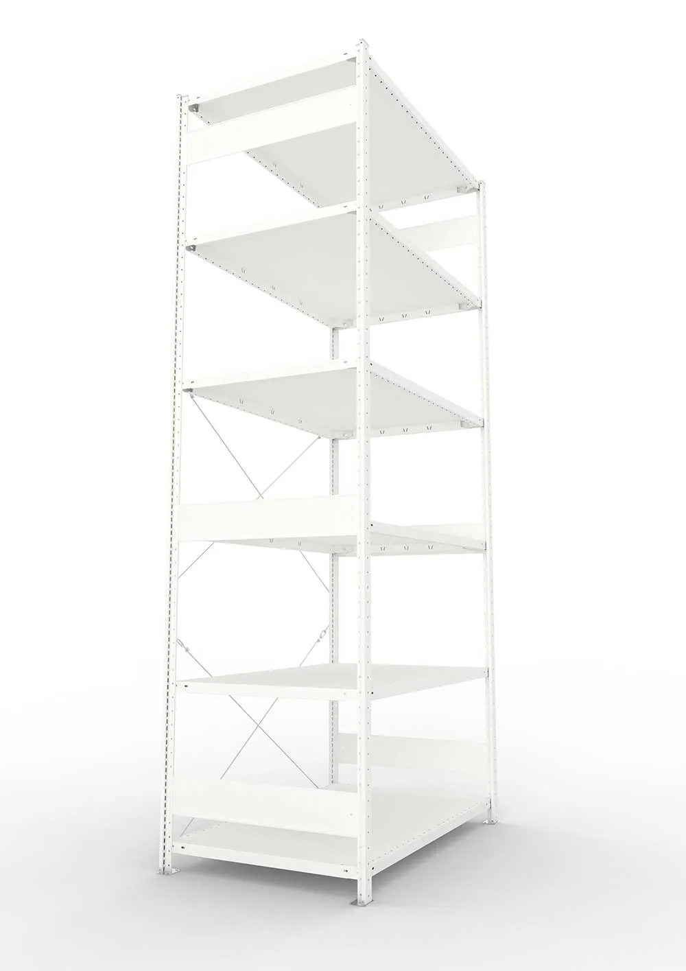 Metallregal Pro-Max Stecksystem Grundregal – 300×130×80 cm, 230 kg, RAL 7035, 6 Böden