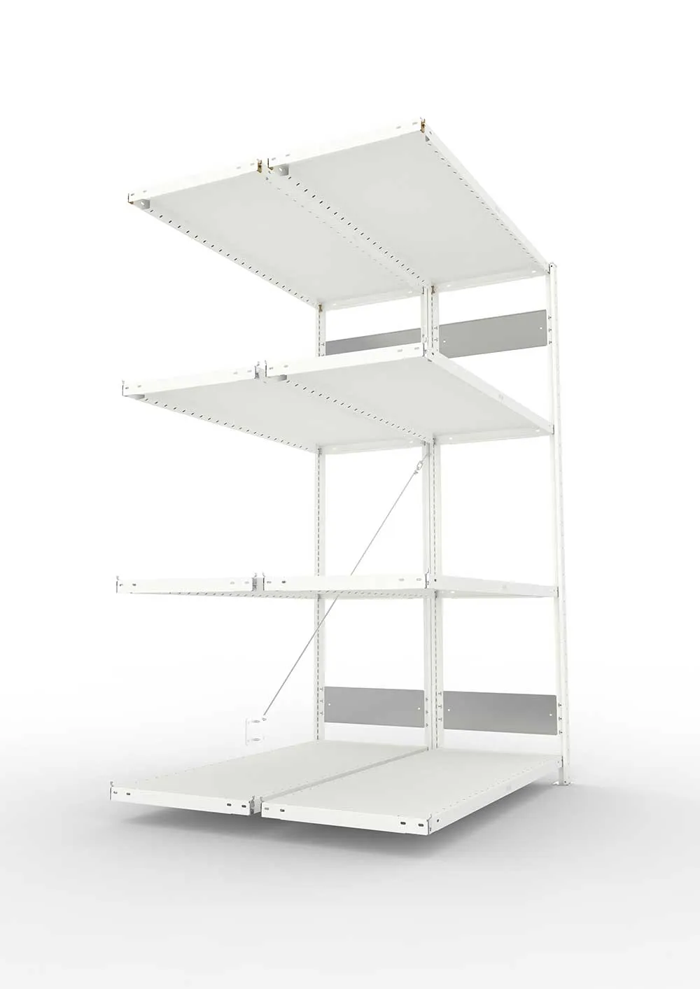 Metallregal Pro-Flex Stecksystem Doppelanbauregal – 200×130×50 cm, 230 kg, RAL 7035
